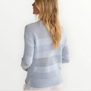 Haven Well Within Pointelle Strickpullover Bio Baumwolle Hellblau Damen L Neu - Bild 1 von 10