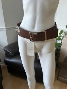 Zara WIDE LEATHER BELT WITH FLOWERS - Picture 1 of 5