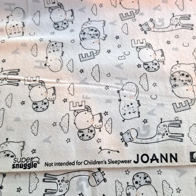 Super Snuggle Cotton Flannel  58" X 43" Gray White Baby Animals  Jo-Ann Fabrics  - Image 1 of 4