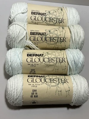 Bernat GLOUCESTER Yarn 100% Cotton 3.5oz ea. Set of 4 ICE BLUE - Image 1 of 4