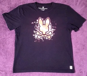 Psycho Bunny T Shirt Mens XL 7 Black Crew Graphic Print Short Sleeve - Picture 1 of 5