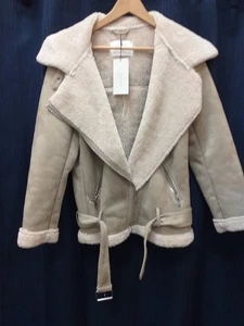 ZARA LADIES FAUX SUEDE AVIATOR JACKET SMALL EXCELLENT CONDITION   H04 - Picture 1 of 4