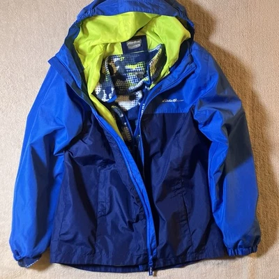 Chaqueta Eddie Bauer 3 en 1 con Capucha Niños Talla Grande (14/16) Azul Forrada de Vellón Invierno Foto 1 de 4