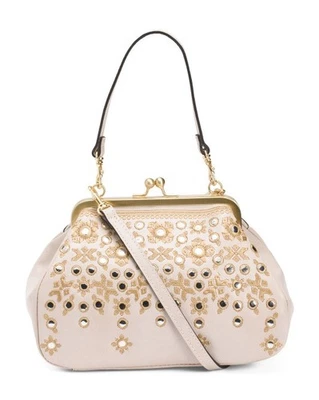 Bandolera NUEVA CON ETIQUETAS PATRICIA NASH Cuero Annie Enmarcada Kisslock Blanca/Multi Foto 1 de 4