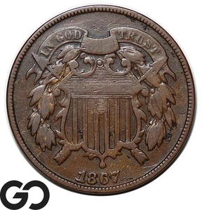 1867 Two Cent Piece - Picture 1 of 3