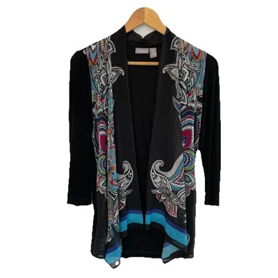 CHICO’S TRAVELS Talla 0 EE. UU. Pequeña Mixta Paisley Bufanda Frente Abierto Chaqueta Foto 1 de 4