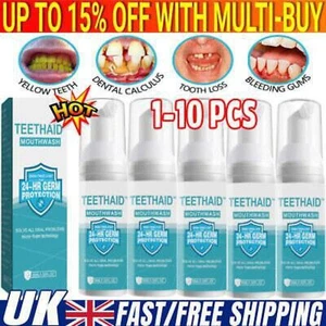 1-10X Teethaid Mouthwash, Mint Teeth Whitening Foam Mousse Stain Remove 30ml UK - Picture 1 of 18