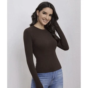 SPANX Classic Long Sleeve Crew Neck On Top & In Control 977 Bittersweet Brown 1X - Bild 1 von 11