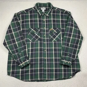 Carhartt Flannel Shirt Mens 3XL XXXL Blue Green Plaid Button Up Long Sleeve - Picture 1 of 10