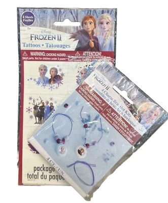 Disney Frozen 2• Pacote com 24 tatuagens e 4 pulseiras berloques kit - Imagem 1 de 4