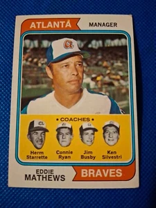 1974 EDDIE MATHEWS TOPPS BASEBALL MANAGER CARD #634 ATLANTA BRAVES  - Bild 1 von 2
