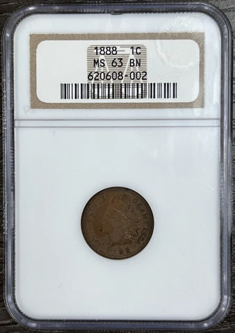1888 Indian Head Penny One Cent NGC MS63 BN Brown Cover