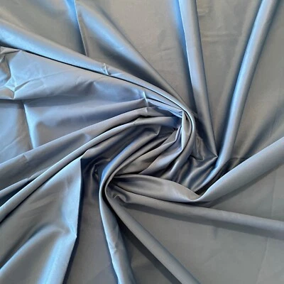 Blue Double-faced Faux Suede and Satin Solid Fabric - By the Yard - Image 1 of 2