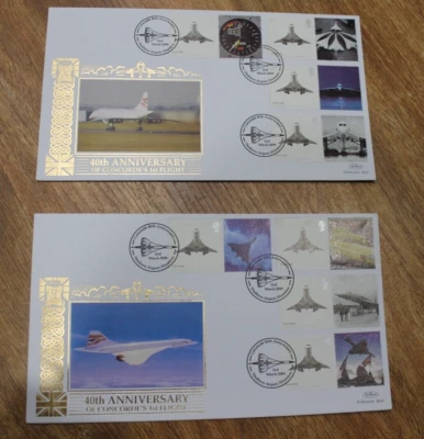 2009 GB CONCORDE 40TH ANNIV  SPECIAL GOLD PAIR FDC COVER - LIMITED EDITION SET - Image 1 of 2