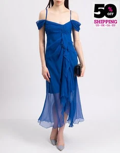 RRP €1750 ALBERTA FERRETTI Silk Chiffon Dress IT42 US6 UK10 M LIMITED EDITION - Picture 1 of 8