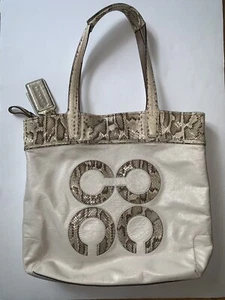 Bolso de Mano Coach 17043 Audrey Python Slim Marfil Serpiente - Imagen 1 de 14