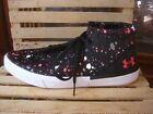 NWOB UNDER ARMOUR FASHION HIGH TOP SNEAKERS BLACK PAINT SPLATTER LOOK ~YOUTH 5.5