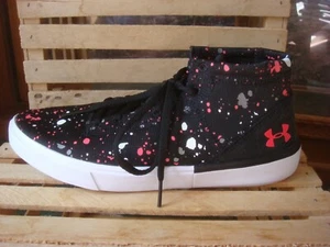 NEU OHNE ETIKETT UNDER ARMOUR MODISCHE HOHE SNEAKER SCHWARZ FARBSPRITZER LOOK ~ JUGEND 5,5 - Bild 1 von 8