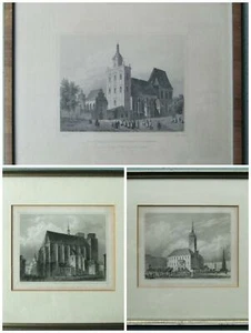 3 Beautifully Framed Steel Engravings Olomouc Czech Republic Olomouc Circa 1840 (K) - Picture 1 of 7