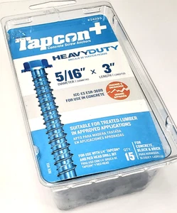 Tapcon HEAVY DUTY ancoraggi vite in calcestruzzo 5/16"" x 3"" testina lavatrice esagonale - confezione da 15 - Foto 1 di 2