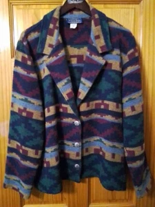 90's Willow Ridge Aztec Blazer Jacket Womens Size 18T Tall Wool Navajo USA Made - Picture 1 of 8