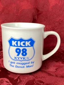 Kick 98 KYYK 98.3 FM Ceramic Coffee Mug Radio Station I Got Mugged by Donut Man - Picture 1 of 9