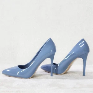 Zapatos Fabio Brillante Azul Polvoriento Charol Tacón Alto Punta Punta Punta Bomba 5.5-10 - Imagen 1 de 8