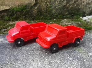 ***VINTAGE PLASTIKAUTOS*KUNSTSTOFFAUTOS*2 x MERCEDES UNIMOG*ROT*GERMANY*** - Bild 1 von 10
