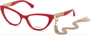 GUESS CatEyes Eyeglasses GU2783 066 54-17 140 Red & Gold Frames Chain w/Crystals - Picture 1 of 12