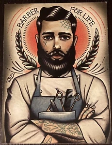 Tattooed Barber 4x5” Sticker Unused - Artist QD - Picture 1 of 1