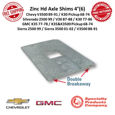 Juego de 6 cuñas de eje SPC Zinc HD ángulo de 4,0 grados para Silverado 2500, Sierra 3500 Foto 1 de 4