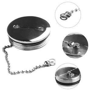 Boat Deck Fill Cap 2 Inch 316 Stainless Steel Deck Fill Replacement Cap W/ Chain - Picture 1 of 12