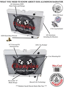 3 Row Eagle Champion Radiator W/ 16" Fan for 1959 60 61 1962 Chevrolet Kingswood - Picture 1 of 9