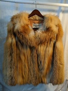 Vintage Custom Fox Fur Coat XS/S/M phenomenal! Double tail collar- BRIGHT COLOR!