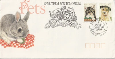 Australia 1991:  First Day Cover, Pets with 2 x 43c Stamps. &  Imfo sheet. - Image 1 of 3