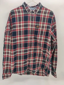 Superdry Plaid Flannel Pocket Work Shirt Long Sleeve Rugged Button Up Mens 2XL - Picture 1 of 12