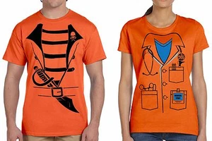 Halloween Costumes Pirate Costume Nurse Costume Halloween Couple Tees Orange tee - Picture 1 of 3