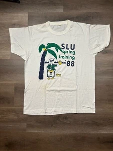 Vintage DePaul Blue Demons T Shirt Mens XL White Single Stitch 80s  Spring Break - Picture 1 of 9
