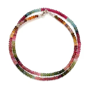AAA Multi Tourmaline Necklace, Multi Color Tourmaline Necklace Jewelry Gift Her - Picture 1 of 4