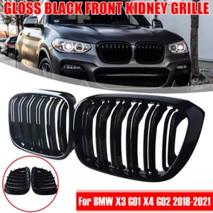 Parachoques delantero de doble línea negro parrilla de riñón para BMW X3 G01 X4 G02 2018-21 - Imagen 1 de 7