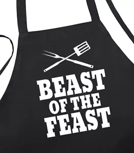 Delantales de cocina negros Beast of the Feast, delantales para barbacoa, delantales geniales para chef - Imagen 1 de 4