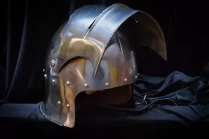 Medieval Helmet and Shoulder Guards Vintage Hand Made and Shiny *Very Well Made! - Picture 1 of 10