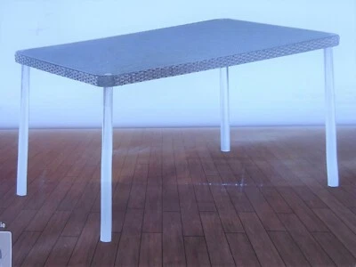 Aluminium Gartentisch Melanie eckig Rattan-Geflecht Glasplatte 150 x 90 x 75 cm - Bild 1 von 4