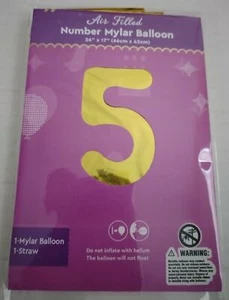 1 Pcs 26" Gold Number 5 Foil Balloon Five Year Decoration Happy Birthday Party - Picture 1 of 4