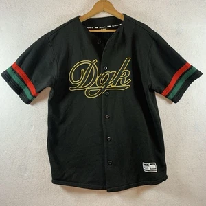 DGK Dirty Ghetto Kids Men Baseball Jersey Sz M Black Skate Street Thick Logo - Picture 1 of 12