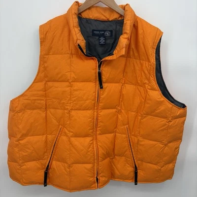 VENEZIA JEANS WOMENS 26/28 PUFFER VEST ORANGE FRONT ZIP POCKETS DOWN PREOWNED - Image 1 of 4