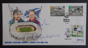 1996 Inghilterra v Scozia Ltd Ed FDC Firmato dai Terry Venables e Craig Brown - Foto 1 di 2