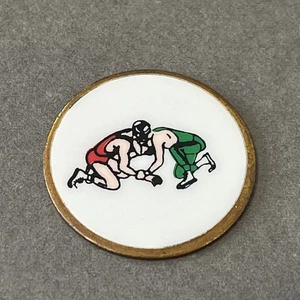 Vintage Wrestling Match Wrestler Sillouette Anstecktasche Pin weiß Hintergrund Sport - Bild 1 von 7