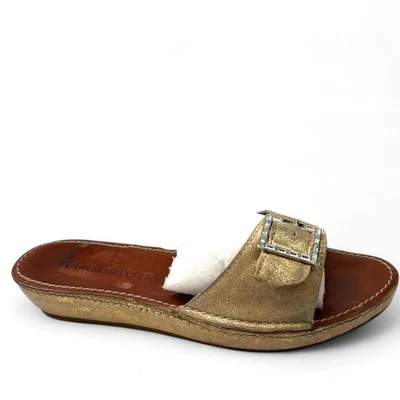 Donald J Pliner | 7 | Sandália Slide Plana Dourada Metálica Chinelo Feminina  - Imagem 1 de 4