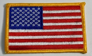 AMERIKANISCHE FLAGGE BESTICKT PATCH GOLDRAND USA USA - Bild 1 von 2